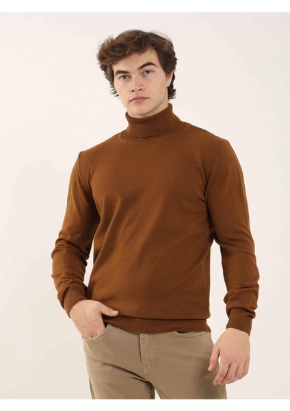 Tütün Erkek Slim Fit Tam Balıkçı Yaka Triko - 91072 modelleri