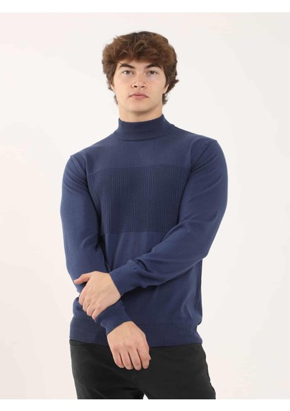 İndigo Erkek Regular Fit Desenli Dik Yaka Triko modelleri