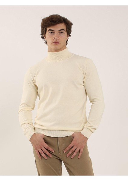 Kemik Erkek Slim Fit Tam Balıkçı Yaka Triko