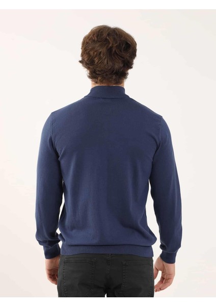 İndigo Erkek Regular Fit Desenli Dik Yaka Triko indirimleri