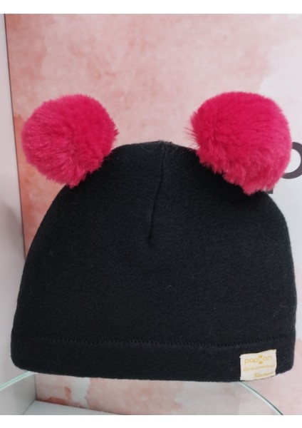 Ponponlu Bebek Bere - Siyah - Organik & El Yapımı fiyatları