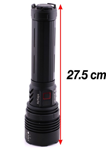 El Feneri Metal Kasa 8000 Lümen 80W Zoomlu Uzun Menzil Şarjlı Powerbank Ledli Işık Lambası Kamp modelleri