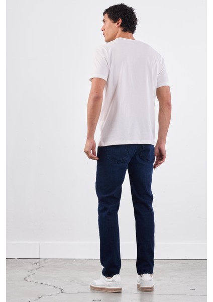 Beyaz Bisiklet Yaka Pamuklu Düz Renk Slim Fit Erkek T-shirt modelleri