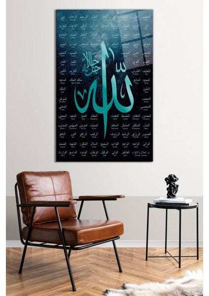Allah'ın 99 Ismi Esma-Ül Hüsna Dini Cam Tablo, Modern Ev Ofis Dekoru, Hediyelik Duvar Dekorasyonu, fiyatları
