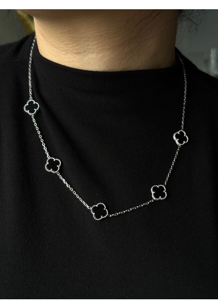 925 Ayar Gümüş Cleef Model 12 mm Yoncalı Beşli Charm Kolye fırsatları