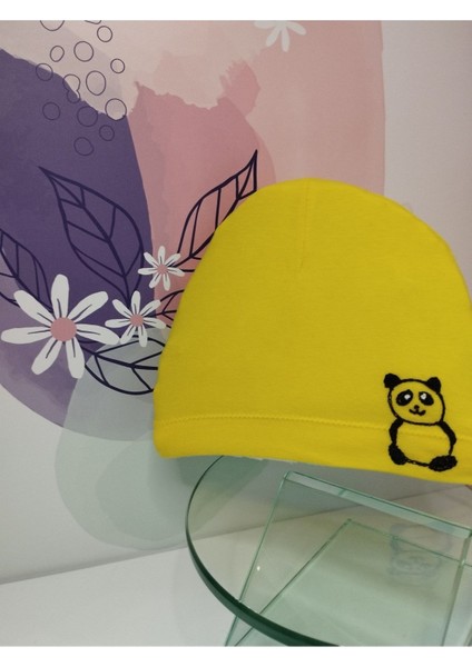 Panda Desenli Bebek Bere - Sarı - Organik & El Yapımı fiyatları