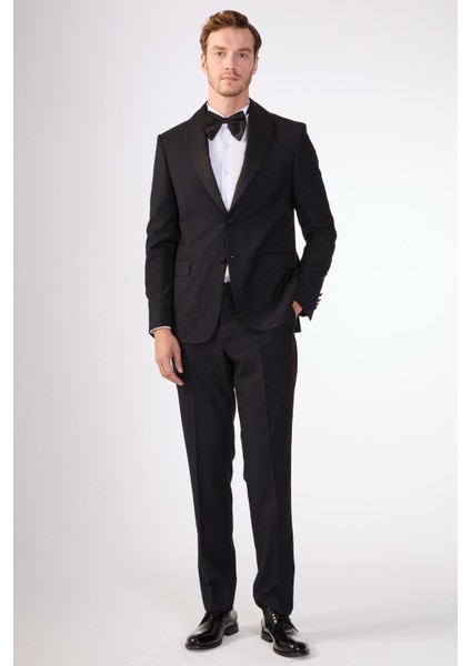 Siyah Erkek Slim Fit Mono Yaka Smokin Takım