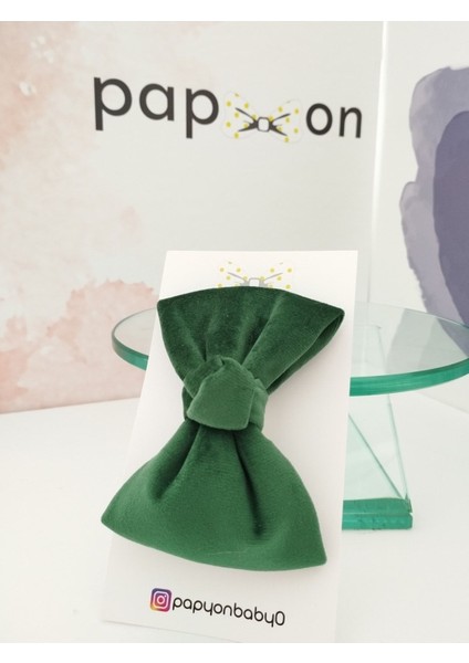 Kadife Fiyonk Toka - Yeşil - Organik & El Yapımı