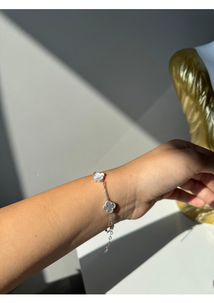 925 Ayar Gümüş Beşli 12 mm Yonca Bileklik fiyatları