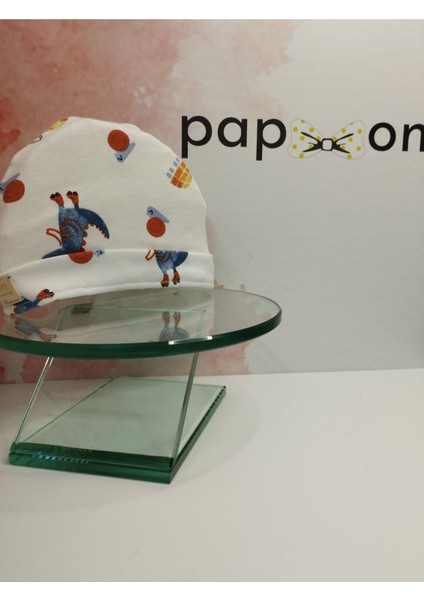 Hayvan Desenli Bebek Bere - Beyaz - Organik & El Yapımı