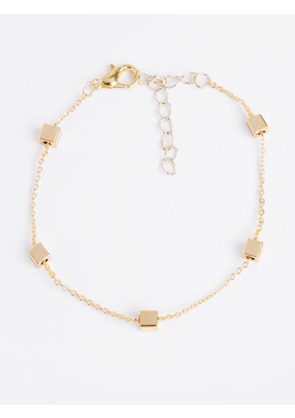 Altın Rengi Kare Figürlü Ayarlanabilir Zincir Bileklik fiyatları
