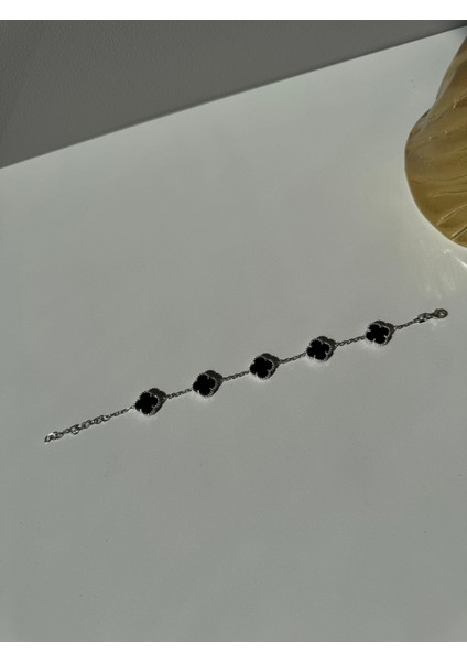925 Ayar Gümüş Beşli Cleef Model 12 mm Yonca Bileklik fiyatları