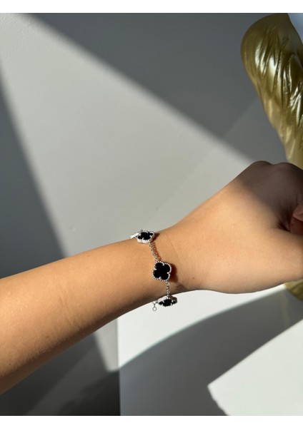 925 Ayar Gümüş Beşli Cleef Model 12 mm Yonca Bileklik modelleri