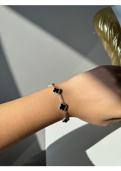 925 Ayar Gümüş Beşli Cleef Model 12 mm Yonca Bileklik fırsatları