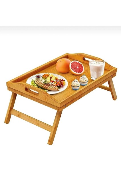 Katlanır Ayaklı Bambu Yatak Koltuk Servis Keyif Tepsisi 30X50 cm modelleri