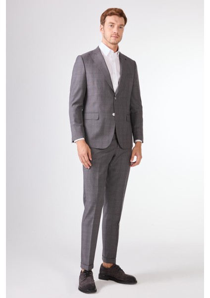 Gri Balıksırtı Erkek Takım Elbise - Slim Fit fiyatları