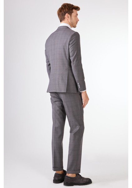 Gri Balıksırtı Erkek Takım Elbise - Slim Fit modelleri