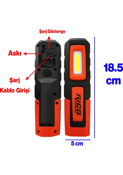 Mıknatıslı Şarjlı Ledli El Feneri 600 Lümen Lambası Spor Kamp Fener Sos & Uv Mavi Işık Oto Tamir fiyatları
