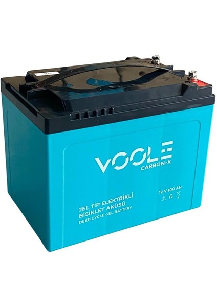 Voole 12V 100 Ah Elektrikli Bisiklet Aküsü Deep Cycle Gel Battery Carbon-X (224*150*178) (16.7 Kg)