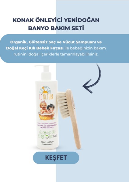 Organik & Vegan Sertifikalı, Glutensiz Bebek Saç ve Vücut Şampuanı - 400 ml