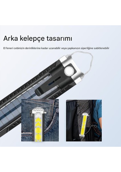El Feneri Güneş Enerjli Ledli 15W Şarjlı Mıknatıslı Askılı Kamp Taktik El Feneri Su Geçirmez fiyatları