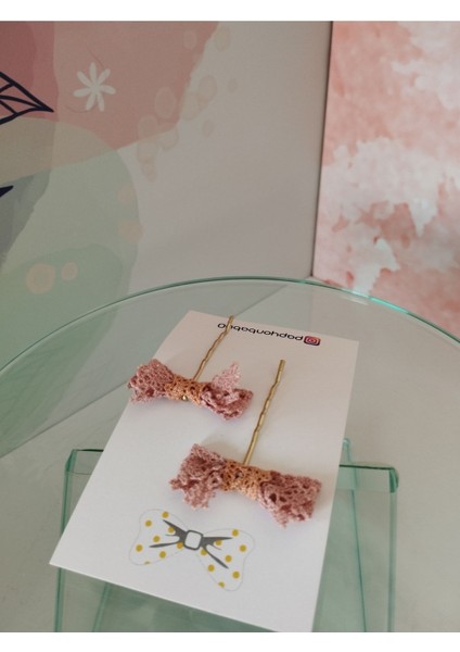 Örgü Fiyonk Toka - Pembe - Organik & El Yapımı