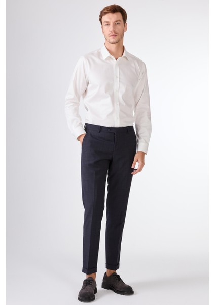 Koyu Lacivert Balıksırtı Slim Fit Erkek Takım Elbise fırsatları