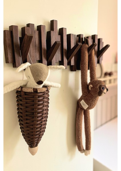 %100 Masif Kayın Ahşap Piyano Askılık | 5'li Açılır Kapanır Duvar Askısı | Doğal, Şık, Duvara Monte