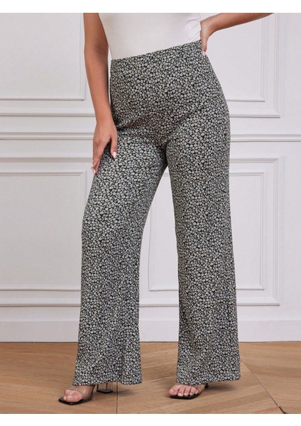 Kadın Çiçek Baskı Detaylı Yüksek Bel Pantolon fiyatları