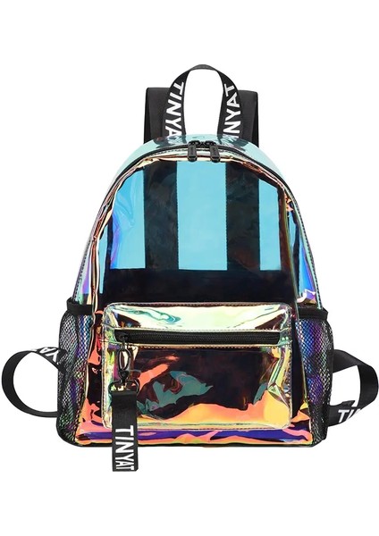 Tinyat Pvc Kadınlar Için Açık Sırt Çantaları Şık Müzik Festivali Suya Dalı Okul Çantası Ita Çantası Travelcolor Sırasında Kolay Muayene Için: Lazer Tinyat Logosu (Yurt Dışından)