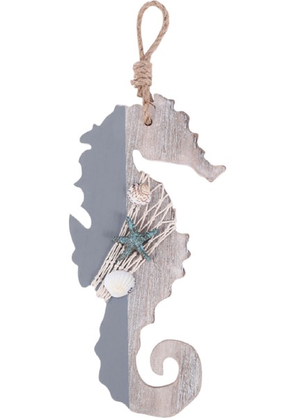 Denizcilik Dekorasyonu Için Denizyıldızı ve Kabukları ile Ahşap Dekor Denizatı, Duvar Asılı Süsleme Plaj Teması Ev Dekorasyonu (Yurt Dışından)