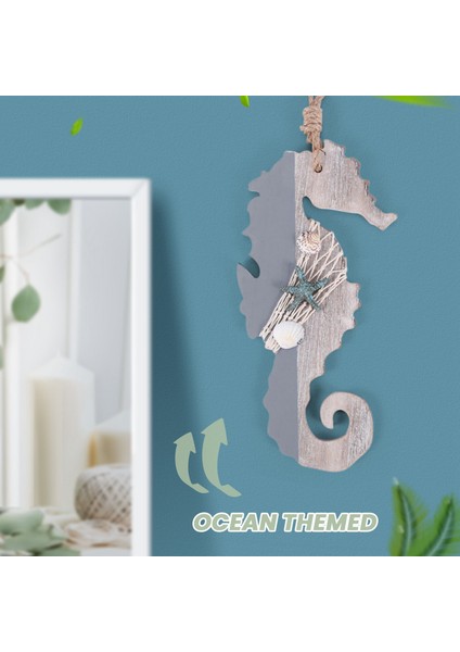 Denizcilik Dekorasyonu Için Denizyıldızı ve Kabukları ile Ahşap Dekor Denizatı, Duvar Asılı Süsleme Plaj Teması Ev Dekorasyonu (Yurt Dışından) fiyatları