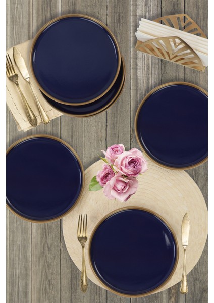 Kobalt Gold File Nordic Pasta Tabağı 22 cm 6 Adet