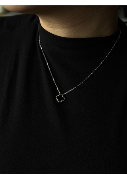 925 Ayar Gümüş 10 mm Yonca Cleef Model Kolye fiyatları