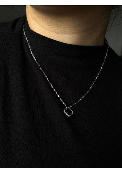 925 Ayar Gümüş 10 mm Yonca Cleef Model Kolye modelleri