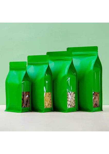 Stobag 50PCS Gıda Ambalaj Torbaları Buzlu Alüminyum Folyo Şeker Çay Fıstığı Fasulyesi Için Kendi Kendini Sökme Saklatma Yeniden Kullanılabilir Poşet: 10X20X6CM/RENK: Yeşil (Yurt Dışından)
