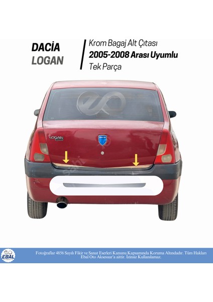 Dacia Logan Krom Bagaj Alt Çıta 2005-2008 Arası Paslanmaz Çelik