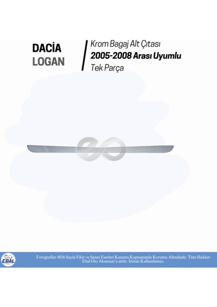 Dacia Logan Krom Bagaj Alt Çıta 2005-2008 Arası Paslanmaz Çelik fırsatları