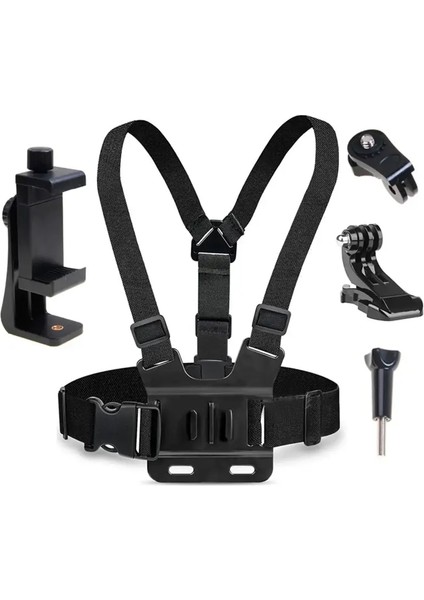 5'i 1 Cep Telefonu Göğüs Kayış Montaj Tutucu Birinci Açı Video Kaydı Hayat Ömrü Braketi Sabit Canlı Yayın Aksesuarları (Yurt Dışından)
