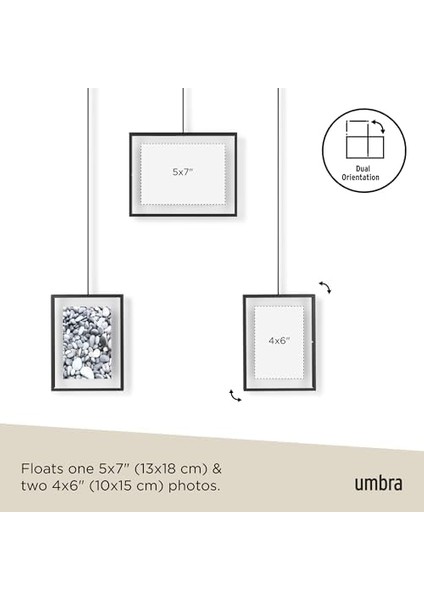 Exhibit Fotoğraf Kolajı, Esnek Resim Çerçeveleri Seti, Dikey ve Eğimli, 3 Fotoğraf, Sanat Baskıları, Resimler Için, 10X15 ve 13X18 Cm, Çelik, Siyah, Tek Boy fiyatları