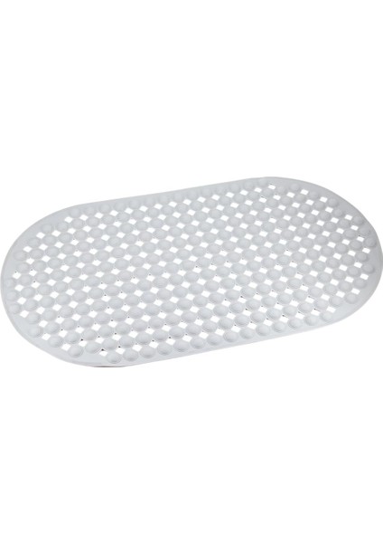 Mark Premium Serisi Banyo - Küvet Içi Kaydırmaz Vantuzlu Yuvarlak Desenli Oval Paspas 66,5 x 36,5 Cm, Koyu Beyaz