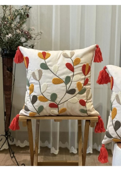 2'li Puantiyeli Punch Işlemeli Püsküllü Nakışlı Kırlent Kılıfı fiyatları