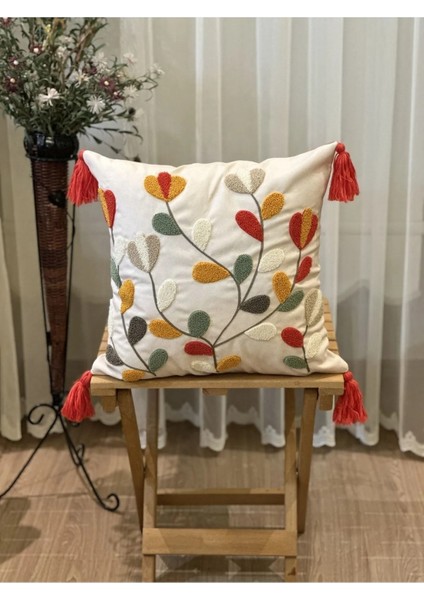 2'li Puantiyeli Punch Işlemeli Püsküllü Nakışlı Kırlent Kılıfı modelleri