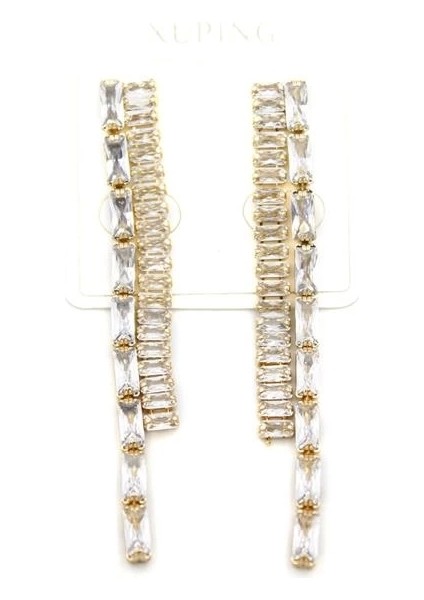 Taşlı Sallantılı Küpe - Altın