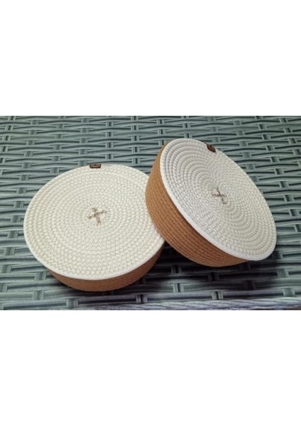 2 Adet Kapaklı Örme Sepet Kordon Halat Jüt Ip Düzenleyici fiyatları