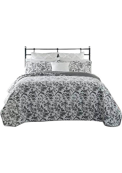 Ashley Home Collection Çift Taraflı Nevresim Takımı, Uygun Yastık Kılıflı, Her Mevsim Için Hafif Ev Dekorasyonu, Ikiz, Amberley Siyah/beyaz