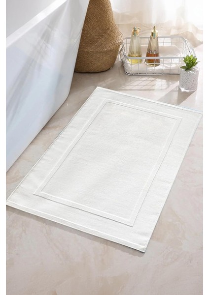 Beyaz Ayak Havlusu - 50X70 Cm, 245 GR, Pamuk, Spa ve Otel Banyo Paspası, Günlük Kullanıma Uygun