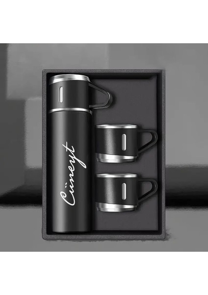 Kişiye Özel Termos 3'lü Set 500 Ml. ( Bardaklı ) Paslanmaz Çelik