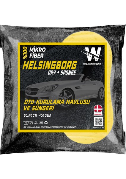 - Oto Yıkama Süngeri ve Araba Kurulama Havlusu, Mikrofiber Araç Yıkama Rus Bezi ve Sünger (2'li Paket)