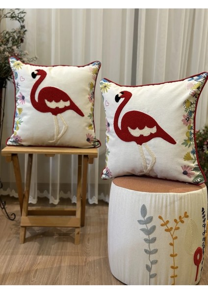 2'li Biyeli Kuğulu Dekoratif Punch Işlemlei Nakışlı Kırlent Kılıfı fiyatları